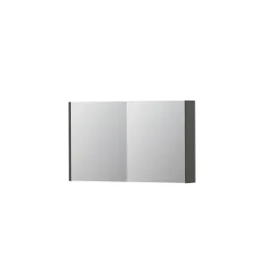 INK SPK1 Mirror cabinet with 2 double-sided mirror doors - switch and socket - 100x14x60 cm - Matt concrete green