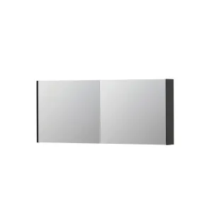 INK SPK1 Mirror cabinet with 2 double-sided mirror doors - switch and socket - 140x14x60 cm - High-gloss anthracite