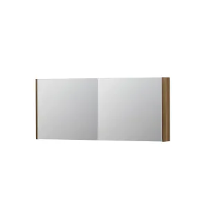 INK SPK1 Mirror cabinet with 2 double-sided mirror doors - switch and socket - 140x14x60 cm - Solid oak Aqua