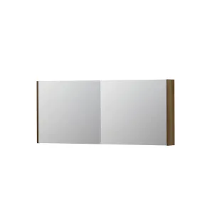 INK SPK1 Mirror cabinet with 2 double-sided mirror doors - switch and socket - 140x14x60 cm - Solid oak Ash grey