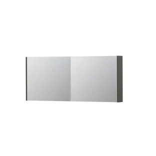 INK SPK1 Mirror cabinet with 2 double-sided mirror doors - switch and socket - 140x14x60 cm - Matt concrete green