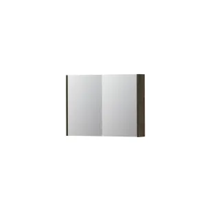 INK SPK1 Mirror cabinet with 2 double-sided mirror doors - switch and socket - 80x14x60 cm - Veneer Charcoal