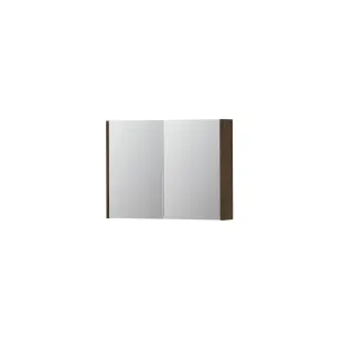 INK SPK1 Mirror cabinet with 2 double-sided mirror doors - switch and socket - 80x14x60 cm - Chocolate Veneer