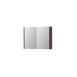 INK SPK1 Mirror cabinet with 2 double-sided mirror doors - switch and socket - 80x14x60 cm - Solid oak Charcoal