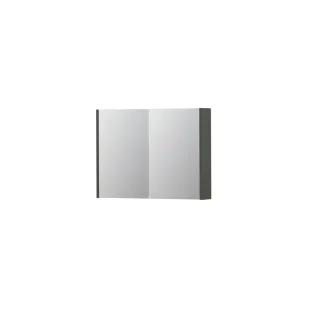 INK SPK1 Mirror cabinet with 2 double-sided mirror doors - switch and socket - 80x14x60 cm - Matt concrete green