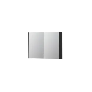 INK SPK1 Mirror cabinet with 2 double-sided mirror doors - switch and socket - 80x14x60 cm - Matt black