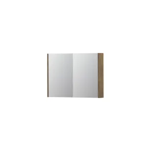 INK SPK1 Mirror cabinet with 2 double-sided mirror doors - switch and socket - 80x14x60 cm - Natural oak