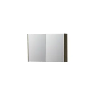 INK SPK1 Mirror cabinet with 2 double-sided mirror doors - switch and socket - 90x14x60 cm - Veneer Charcoal