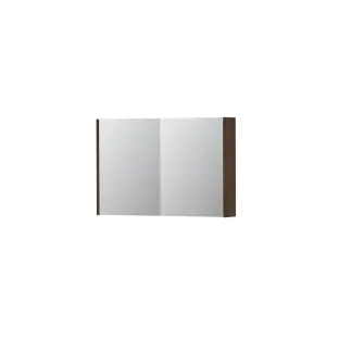 INK SPK1 Mirror cabinet with 2 double-sided mirror doors - switch and socket - 90x14x60 cm - Chocolate Veneer