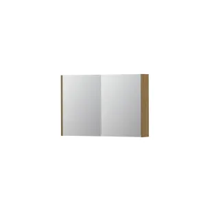 INK SPK1 Mirror cabinet with 2 double-sided mirror doors - switch and socket - 90x14x60 cm - Natural Veneer