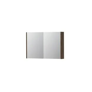 INK SPK1 Mirror cabinet with 2 double-sided mirror doors - switch and socket - 90x14x60 cm - Solid oak Charcoal