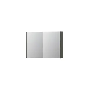 INK SPK1 Mirror cabinet with 2 double-sided mirror doors - switch and socket - 90x14x60 cm - Matt concrete green