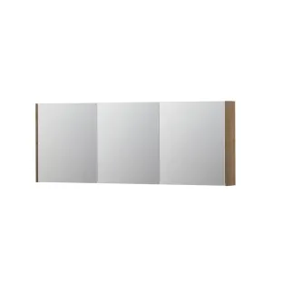 INK SPK1 Mirror cabinet with 3 double-sided mirror doors - switch and socket - 160x14x60 cm - Veneer Ash grey