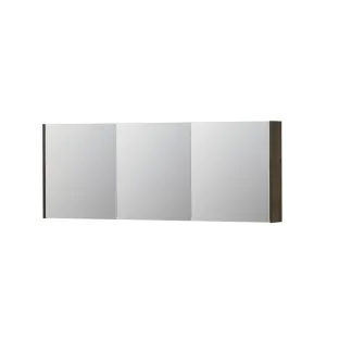 INK SPK1 Mirror cabinet with 3 double-sided mirror doors - switch and socket - 160x14x60 cm - Veneer Charcoal