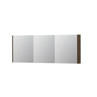 INK SPK1 Mirror cabinet with 3 double-sided mirror doors - switch and socket - 160x14x60 cm - Chocolate Veneer