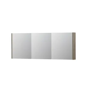 INK SPK1 Mirror cabinet with 3 double-sided mirror doors - switch and socket - 160x14x60 cm - Greige oak