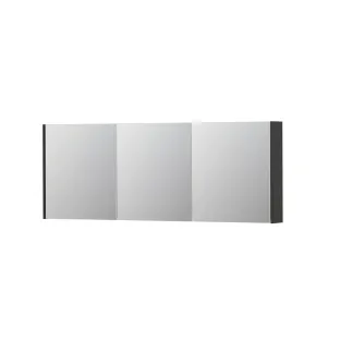 INK SPK1 Mirror cabinet with 3 double-sided mirror doors - switch and socket - 160x14x60 cm - High-gloss anthracite