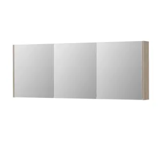 INK SPK1 Mirror cabinet with 3 double-sided mirror doors - switch and socket - 160x14x60 cm - Ivory oak