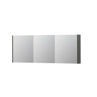 INK SPK1 Mirror cabinet with 3 double-sided mirror doors - switch and socket - 160x14x60 cm - Matt concrete green