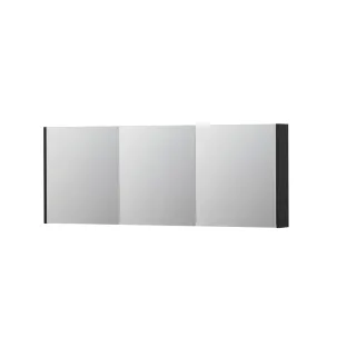 INK SPK1 Mirror cabinet with 3 double-sided mirror doors - switch and socket - 160x14x60 cm - Matt black