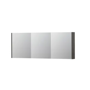 INK SPK1 Mirror cabinet with 3 double-sided mirror doors - switch and socket - 160x14x60 cm - Primeval grey