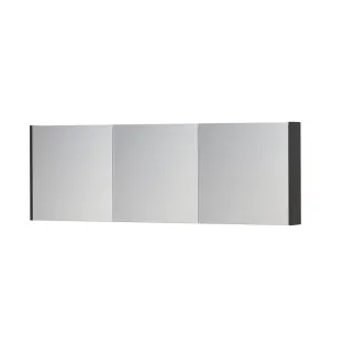 INK SPK1 Mirror cabinet with 3 double-sided mirror doors - switch and socket - 180x14x60 cm - High-gloss anthracite