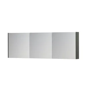 INK SPK1 Mirror cabinet with 3 double-sided mirror doors - switch and socket - 180x14x60 cm - Matt concrete green