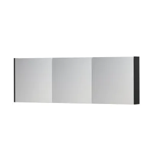 INK SPK1 Mirror cabinet with 3 double-sided mirror doors - switch and socket - 180x14x60 cm - Matt black