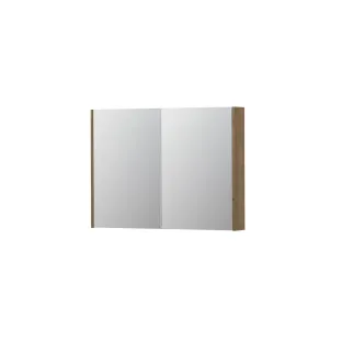 INK SPK2 Mirror cabinet with 2 double-sided mirror doors - switch and socket - 100x14x74 cm - Veneer Ash grey