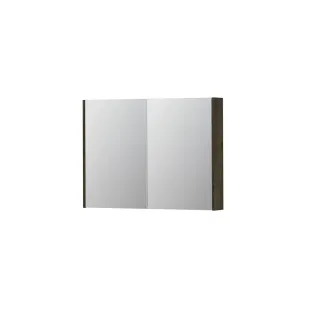 INK SPK2 Mirror cabinet with 2 double-sided mirror doors - switch and socket - 100x14x74 cm - Veneer Charcoal