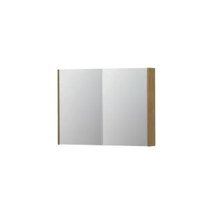 INK SPK2 Mirror cabinet with 2 double-sided mirror doors - switch and socket - 100x14x74 cm - Natural Veneer