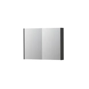 INK SPK2 Mirror cabinet with 2 double-sided mirror doors - switch and socket - 100x14x74 cm - High-gloss anthracite