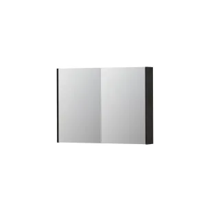 INK SPK2 Mirror cabinet with 2 double-sided mirror doors - switch and socket - 100x14x74 cm - Charcoal oak