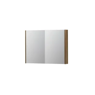 INK SPK2 Mirror cabinet with 2 double-sided mirror doors - switch and socket - 100x14x74 cm - Solid oak Aqua