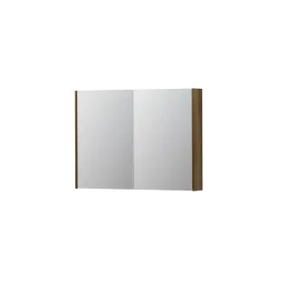 INK SPK2 Mirror cabinet with 2 double-sided mirror doors - switch and socket - 100x14x74 cm - Solid oak Ash grey