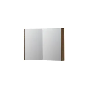 INK SPK2 Mirror cabinet with 2 double-sided mirror doors - switch and socket - 100x14x74 cm - Solid oak Chocolate