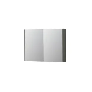 INK SPK2 Mirror cabinet with 2 double-sided mirror doors - switch and socket - 100x14x74 cm - Matt concrete green