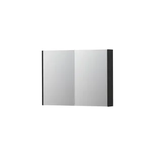 INK SPK2 Mirror cabinet with 2 double-sided mirror doors - switch and socket - 100x14x74 cm - Matt black