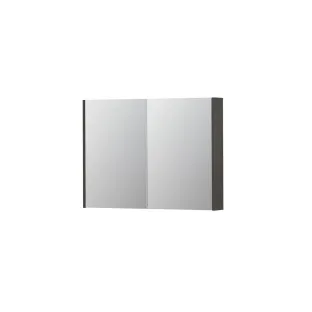 INK SPK2 Mirror cabinet with 2 double-sided mirror doors - switch and socket - 100x14x74 cm - Primeval grey