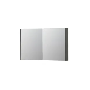 INK SPK2 Mirror cabinet with 2 double-sided mirror doors - switch and socket - 120x14x74 cm - Matt concrete green