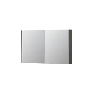 INK SPK2 Mirror cabinet with 2 double-sided mirror doors - switch and socket - 120x14x74 cm - Primeval grey