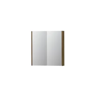 INK SPK2 Mirror cabinet with 2 double-sided mirror doors - switch and socket - 70x14x74 cm - Solid oak Ash grey