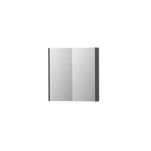 INK SPK2 Mirror cabinet with 2 double-sided mirror doors - switch and socket - 70x14x74 cm - Matt concrete green