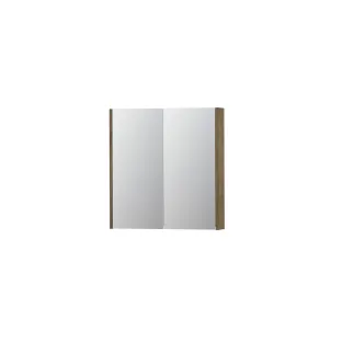 INK SPK2 Mirror cabinet with 2 double-sided mirror doors - switch and socket - 70x14x74 cm - Natural oak