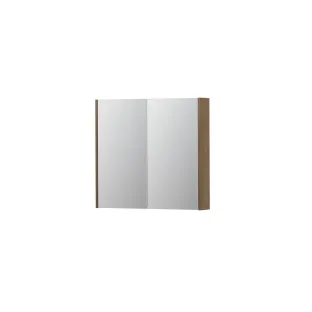 INK SPK2 Mirror cabinet with 2 double-sided mirror doors - switch and socket - 80x14x74 cm - Veneer Ash grey