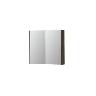 INK SPK2 Mirror cabinet with 2 double-sided mirror doors - switch and socket - 80x14x74 cm - Veneer Charcoal