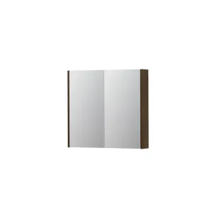 INK SPK2 Mirror cabinet with 2 double-sided mirror doors - switch and socket - 80x14x74 cm - Chocolate Veneer