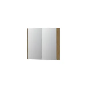 INK SPK2 Mirror cabinet with 2 double-sided mirror doors - switch and socket - 80x14x74 cm - Natural Veneer