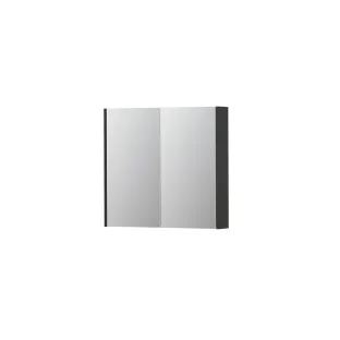 INK SPK2 Mirror cabinet with 2 double-sided mirror doors - switch and socket - 80x14x74 cm - High-gloss anthracite