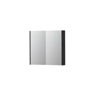 INK SPK2 Mirror cabinet with 2 double-sided mirror doors - switch and socket - 80x14x74 cm - Charcoal oak